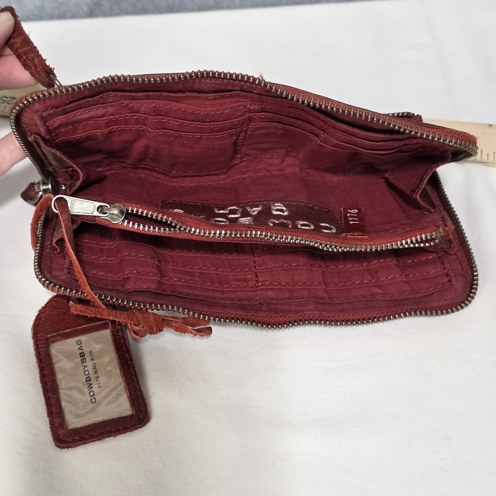 Cowboy Bags Wallet - Red Leather - Weave Pattern Western Style - Picture 6 of 12